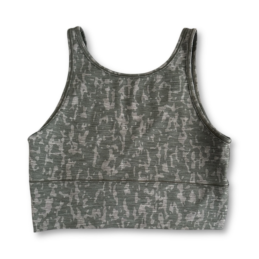 Lululemon Camo Seamless Cropped Tank Top Green Jacquard Stretch Size 6/8